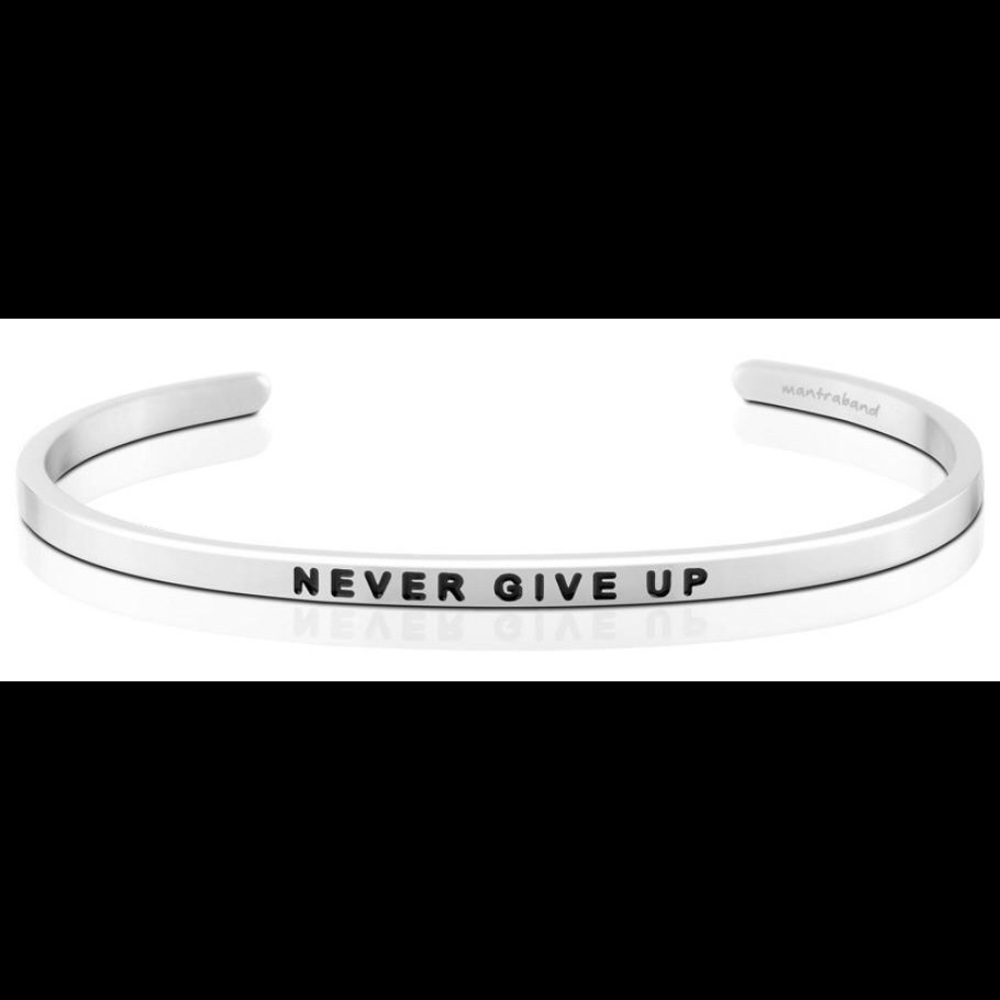 Mantraband Silver “Never Give Up”